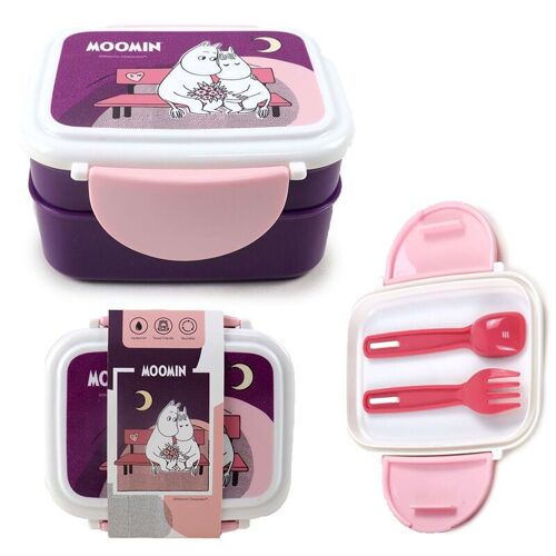 Moomin Clip Lock Stacked Bento Lunch Box with Cutlery