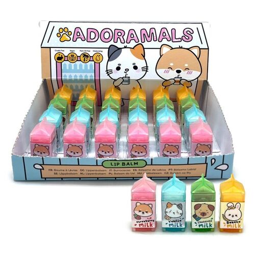 Adoramals Lip Balm in a Milk Carton Shaped Holder