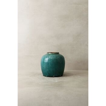 Ancien Pot Asiatique Turquoise No1 3