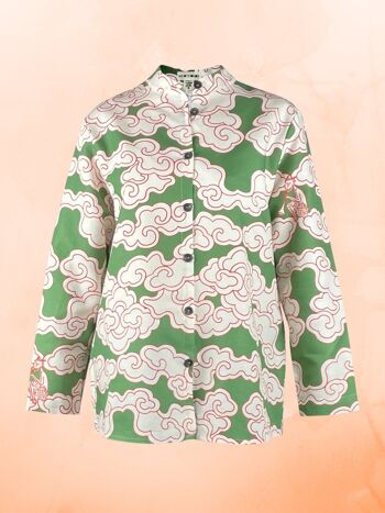 Chemise Nuages Vert Coton Bio & Lin 2