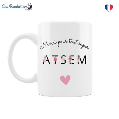 Tasse mit Atsem-Blumenbuchstaben