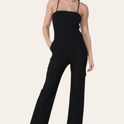 CARGO JUMPSUIT WITH POCKET DETAIL-6846mix