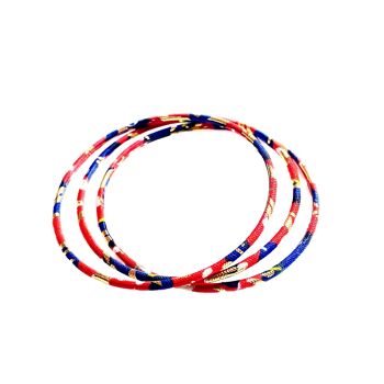 Bracelets fins en wax rouge, marine et doré 1