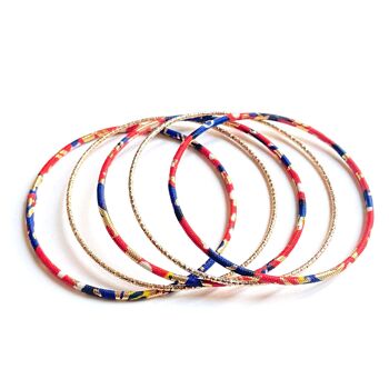 Bracelets fins en wax rouge, marine et doré 3