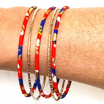 Bracelets fins en wax rouge, marine et doré 4