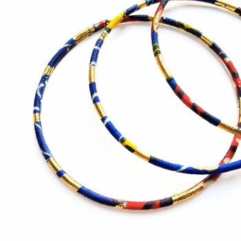 Bracelets fins en wax bleu marine, rouge, jaune et doré 2