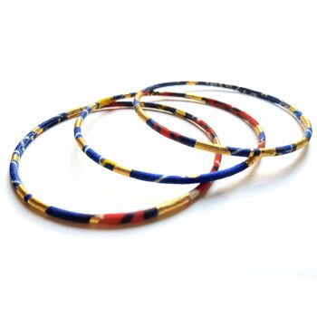 Bracelets fins en wax bleu marine, rouge, jaune et doré 4