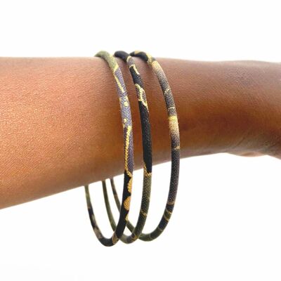 Fine Japanese black/gold gray bangle bracelet