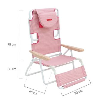 Chaise de plage/piscine pour lecture multipositions avec accoudoirs - MAUI 7