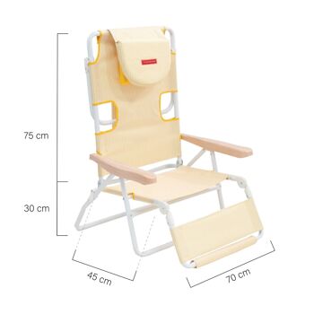 MAUI - Chaise de plage/piscine de lecture multi-positions avec accoudoirs 14