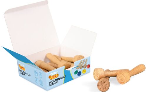 JOVI - Kit scolaire avec 12 tampons bois pour pâte a modeler assortis, pour My first plastilina et soft dough
