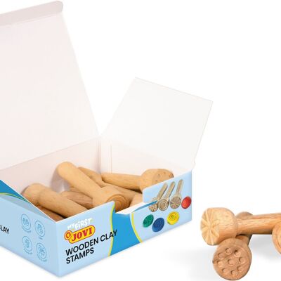 JOVI - School kit with 12 assorted wooden modeling clay stamps, for My first plastilina and soft dough