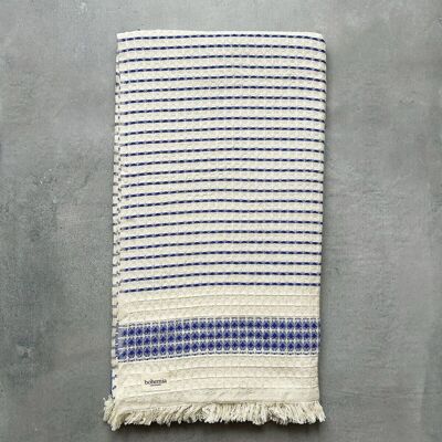 Milos Check Hammam Towel, Blue