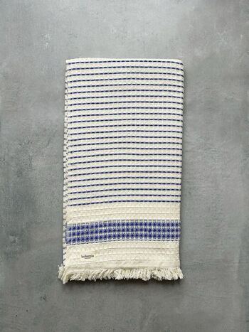 Serviette de hammam à carreaux Milos, bleu 1