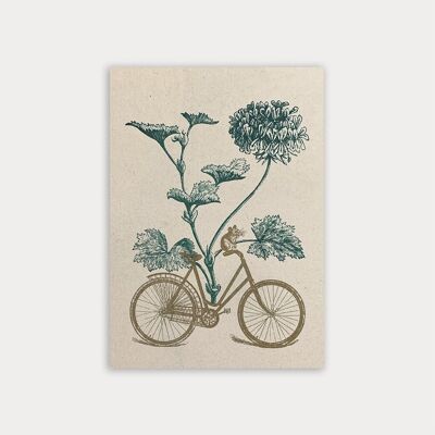 Postal / bicicleta / papel ecológico / tinte vegetal