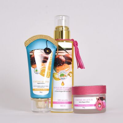 special Mother's Day batch hand cream + argan and rose moisturizing cream + rose massage oil