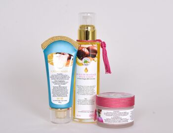 lot spéciale fête des mères crème pour les mains +crème hydratante argan et rose+ huile de massage à la rose 2