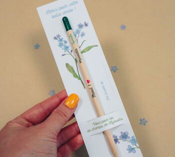 Crayon à planter "Merci !" avec graines de myosotis pour cadeau nounou, Maîtresse, ATSEM 3