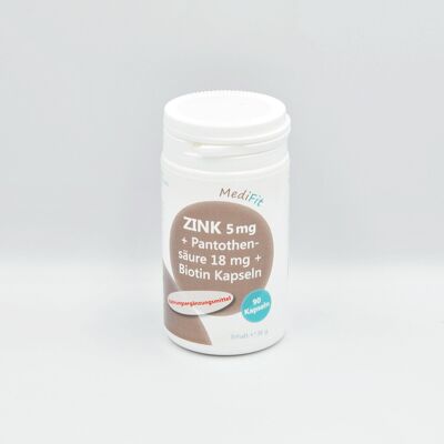 Zinc 5 mg + ácido pantoténico 18 mg + biotina
