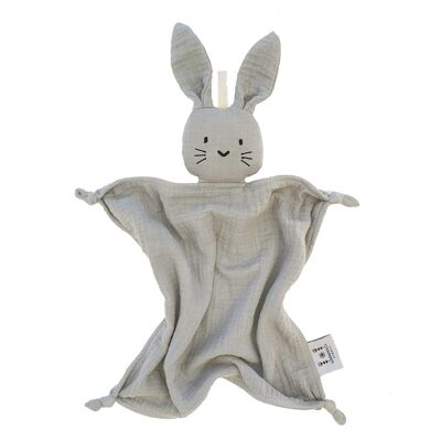 Conejo de peluche ecológico gris plateado GOTS