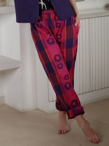 Pantalon Jacquard Rouge Rose Bleu 1