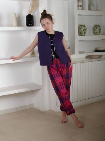 Pantalon Jacquard Rouge Rose Bleu 5