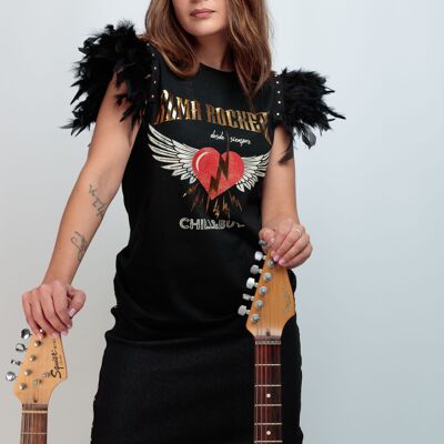 Women's T-shirt Feathers and Studs Rocker Soul