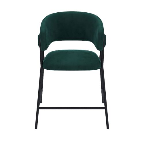 Lot de 2 tabourets de bar avec dossier, velours vert Bonnie