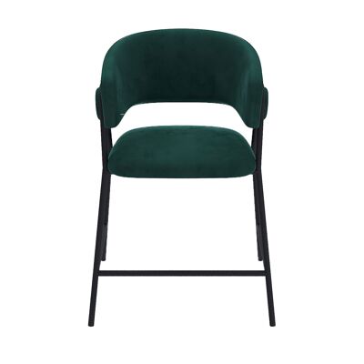 Set of 2 bar stools with backrest, Bonnie green velvet