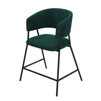 Lot de 2 tabourets de bar avec dossier, velours vert Bonnie 3