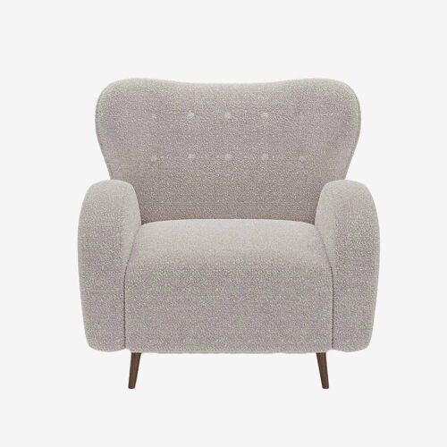 Fauteuil bouclette couleur gris-crème Ivy