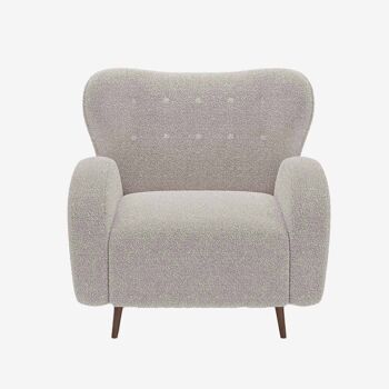 Fauteuil bouclette couleur gris-crème Ivy 1