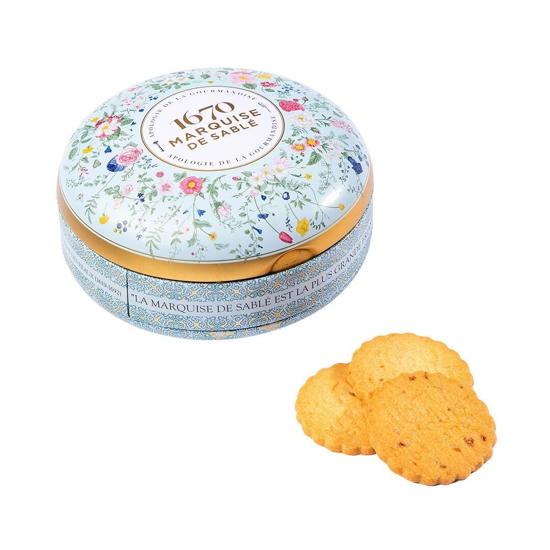 Shortbread biscuits with salted caramel chips - round metal tin "Wild Bouquet" 175g Mother's Day