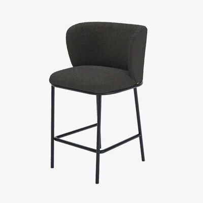 Set of 2 César dark gray loopback fabric bar stools