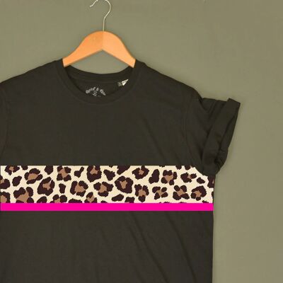 Camiseta para adulto con rayas de neón y leopardo