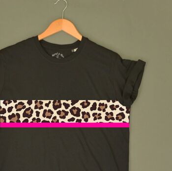 T-shirt adulte à rayures néon léopard