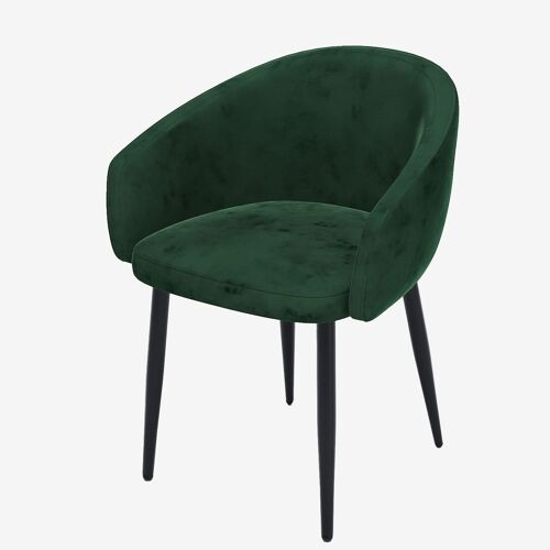 Paire de fauteuils de table design velours vert Eugénie