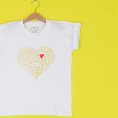 Camiseta para adulto con diseño de corazón de corazones de leopardo