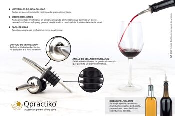 Qpractiko - Pack de 2 verseurs distributeurs en acier inoxydable | Bouchon Anti-goutte pour Vin | Anti-débordement | Boissons amicales | Cuisine, Bar, Restaurant 4