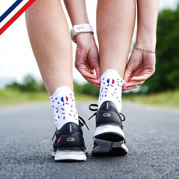 La socquette blanche à confettis ♻️ recyclée - chaussettes de course à pied 3