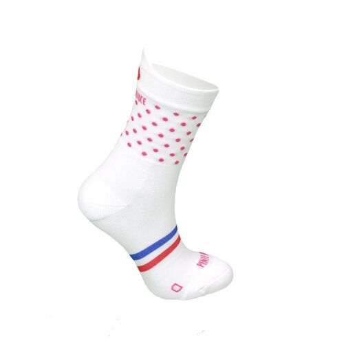 La blanche à gommettes roses - chaussettes de course à pied