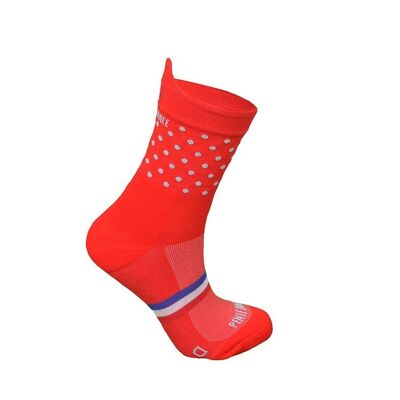 Rojo con pegatinas azules - calcetines para correr
