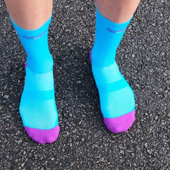 La turquoise/violet ♻️ recyclée- chaussettes de cyclisme 10