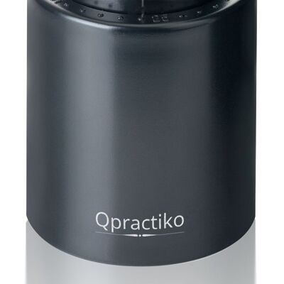 Qpractiko - Tappo per vino con pompa a vuoto con indicatore del tempo | Conserva il vino fino a 7 giorni | Meccanismo di presa salda | Perfetta tenuta ermetica, nera, plastica ABS