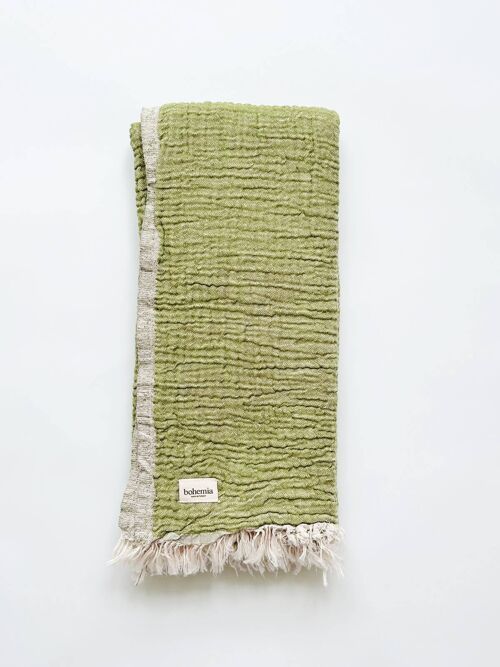 Samos Hammam Towel, Olive and Dusty Pink