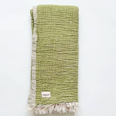 Samos Hammam Towel, Olive and Dusty Pink