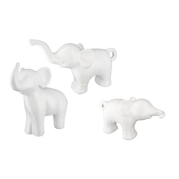 3 pièces Figurine Éléphant H.16,5 cm 1