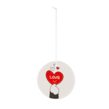 coeur pendentif; rond Chat Amour H.7 cm - 2 fois assorti 3