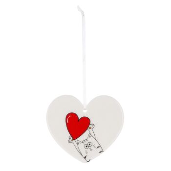 coeur pendentif; rond Chat Amour H.9 cm - 2 fois assorti 3