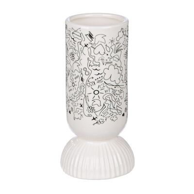Vase Modern Art Riffelfuß H.15 cm